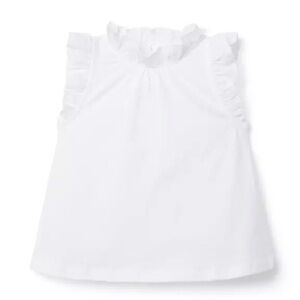 Janie and Jack Ruffle Trim Jersey Top White Size 4